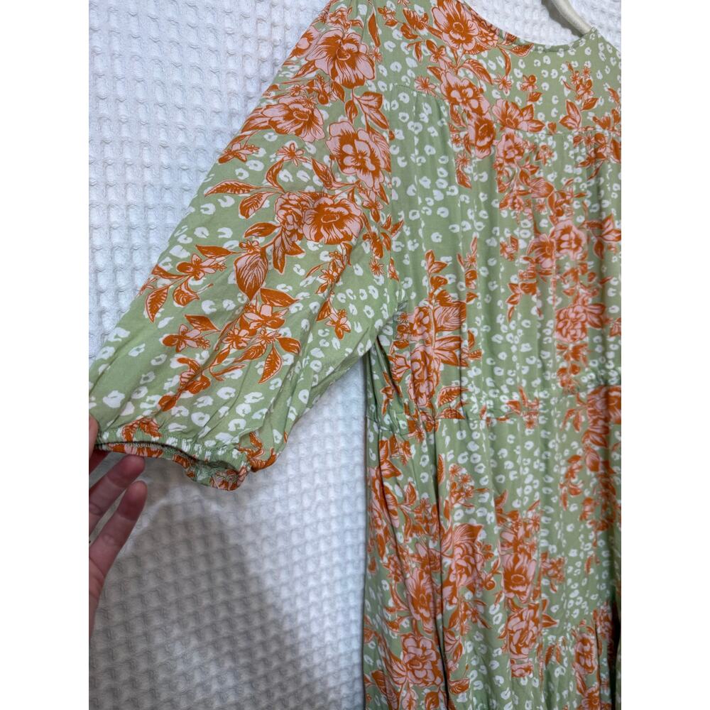 Anthropologie Abel The Label Green Orange Maxi Dress Sz M - Picture 7 of 7